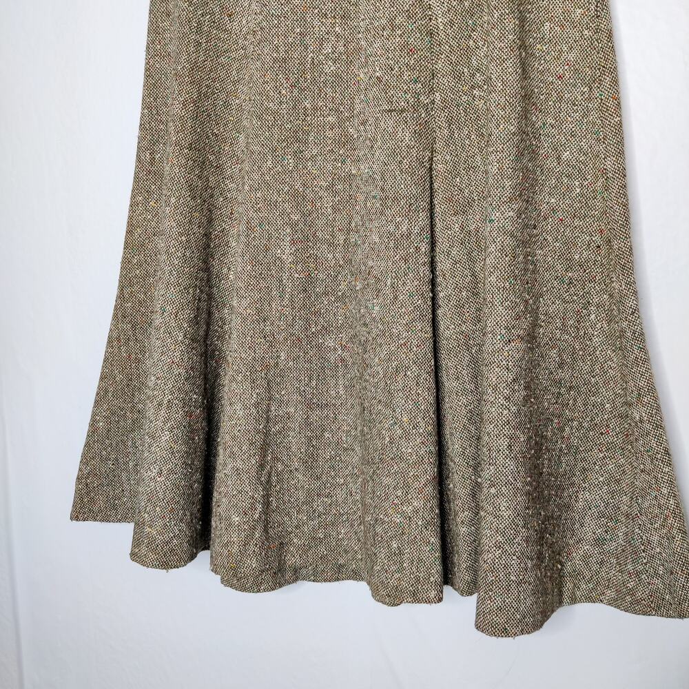 Vtg French Donegal Wool Blend Tweed A-line Flouncy Midi Skirt Small Academia 70s - Picture 4 of 12